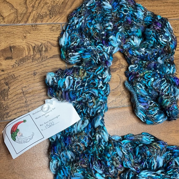 Handmade By Ann Domingos | Crocheted Scarf | Blue & Green - Picture 2 of 2